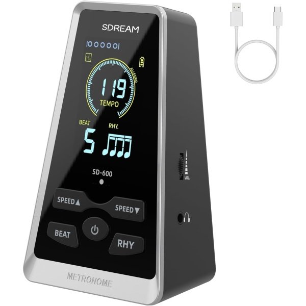 SDREAM Digital Metronome for Piano,Guitar,Violin,Rechargeable LCD Electronic
