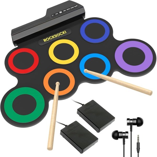Electric Drum Set, 7-Pad Kids Electronic Drum Set with Headphone Included