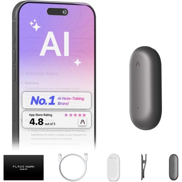 NotePin Voice Recorder, AI Voice Recorder, App Control, AI Notetaker