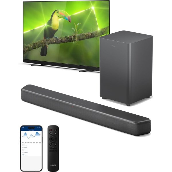 PHILIPS B5309 Soundbar 2.1 with Wireless Subwoofer and Immersive DTS Virtual:X