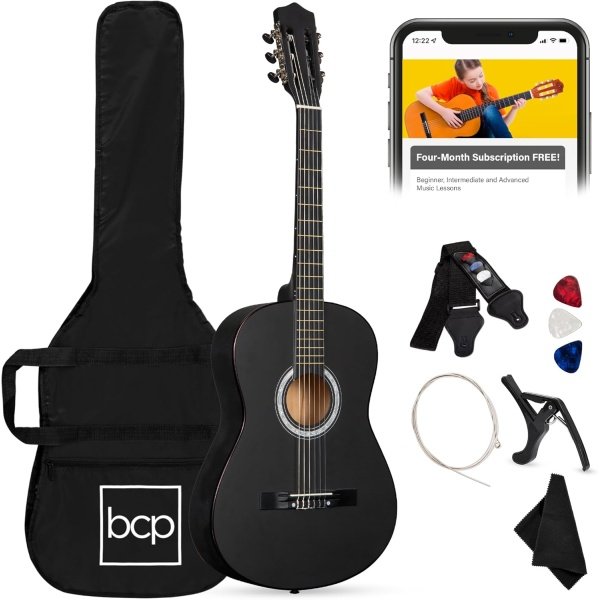 Best Choice Products 38in Beginner All Wood Acoustic Guitar Starter Kit w/Gig
