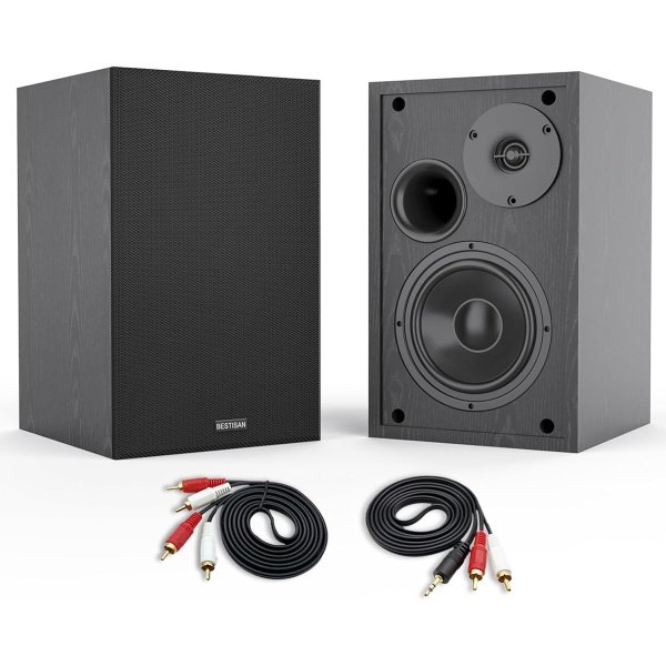 BESTISAN 4 Inch Powered Bookshelf Speakers with Deep Bass, Bluetooth 5.0 Studio