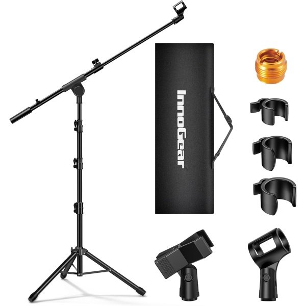 InnoGear Microphone Stand, Tripod Boom Arm Floor Mic Stand Height Adjustable