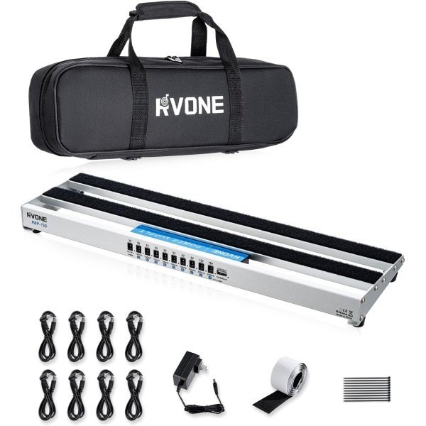 Guitar Pedal Board with Built-in Power Supply, Small 19.09x5.11" Aluminum Alloy