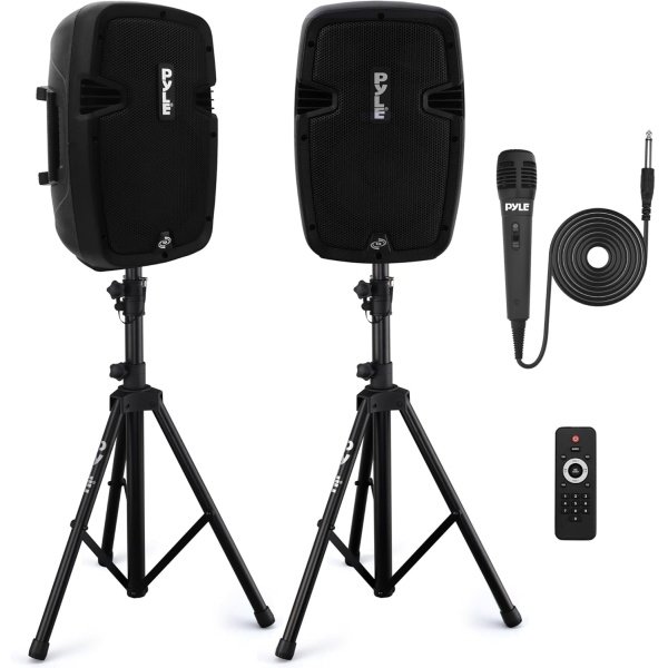 Pyle Powered Bluetooth PA Speaker Kit - Event Ready - Just Plug In and Play