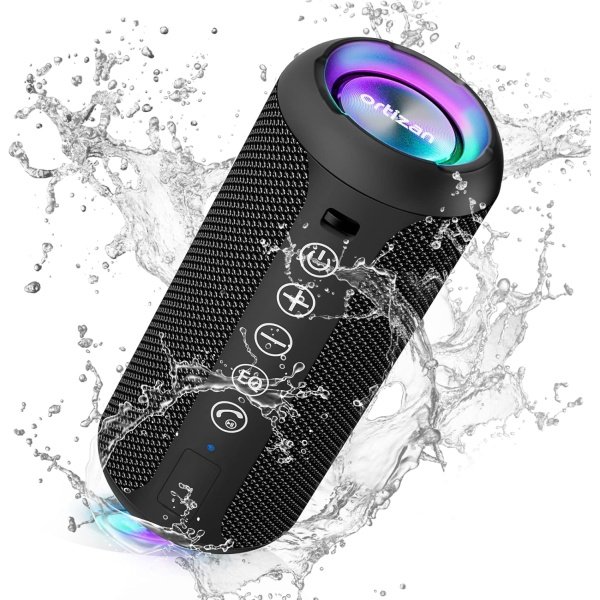 Ortizan Portable Bluetooth Speaker: IPX7 Waterproof, 24W Loud Sound, Deep Bass