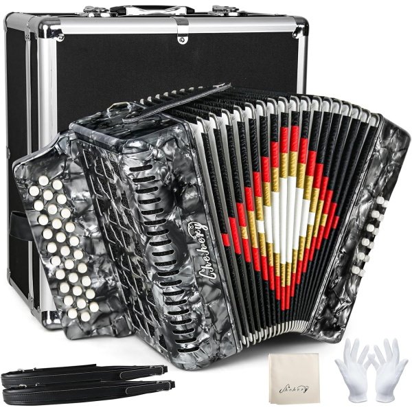 Accordion, 31-key 12-bass, push-pull heterophonic accordion, G/C/F tone adult