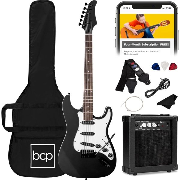 Best Choice Products 39in Full Size Beginner Electric Guitar Starter Kit w/Case