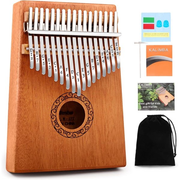 Kalimba Thumb Piano,YUNDIE Portable 17 Keys Mbira Finger Piano with Tune Hammer