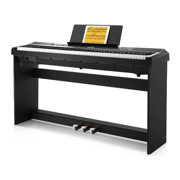 Donner DEP-20 Beginner Digital Piano 88 Key Full Size Weighted Keyboard, Portable Electric Piano with Furniture Stand, 3-Pedal Unit