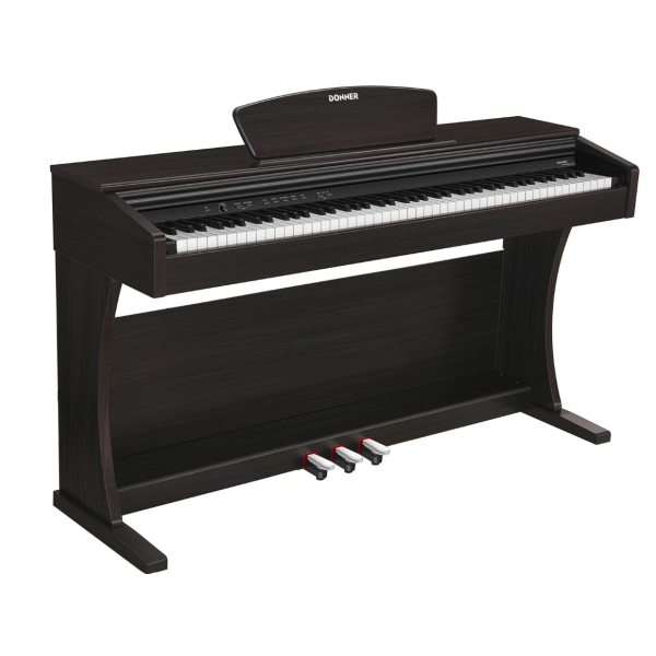 Donner DDP-300 Digital Piano with 88 Graded Hammer Action Weighted Keys, Record, Bluetooth, 10 Voices, 4 Reverb, Speakers, Professional Full Fize Key Keyboard Electric Dark Rose