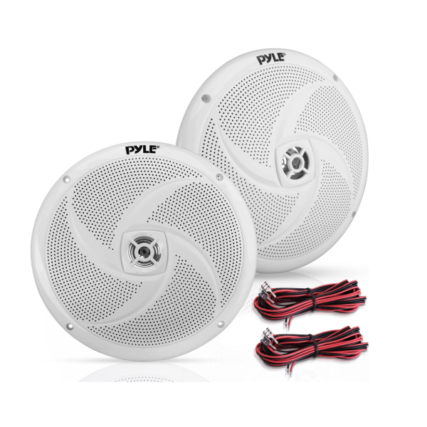 PyleUsa 8” Marine Vehicle Speakers Dual 2-Way 320W 4 Ohm Low Profile Waterproof Car Component Speaker System, 8 Oz Magnet, Voice Coil, for Custom Audio Boat, Truck, Watercraft, Mobile,Off-Road (White)