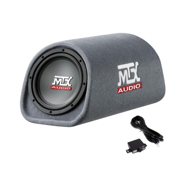 MTX Audio RT8PT 8 Inch 240 Watt Car Loaded Universal Powered High Performance Amplified Tube Box Vented Subwoofer Enclosure, RCA Connectivity
