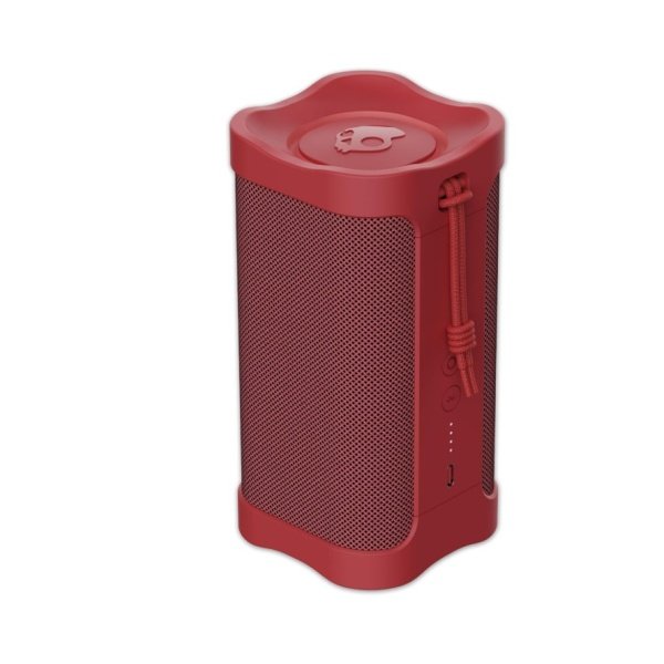 Skullcandy Wireless Bluetooth Speaker - IPX7 Waterproof Portable Terrain Speaker with Dual Custom Passive Radiators, 14 Hour Battery, Nylon Wrist Wrap, & True Wireless Stereo (Red)